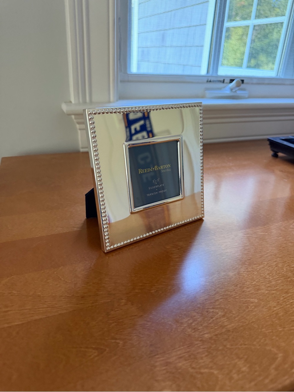 Reed & Barton Silver Beaded Square Picture Frame - Silver Finish